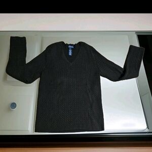 Jones New York Men's Textured Black V-Neck Sweater